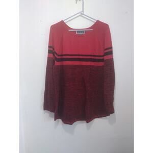 Karen Scott Womens Casual Sweater Size XL Red Black long sleeve